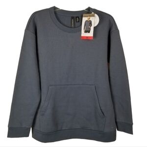 Mondetta NWT Womens Everyday Soft Crew Neck Sweatshirt Blue Size Medium Pockets